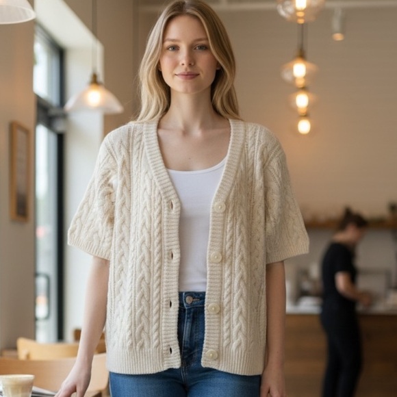Devoted Sweaters - Elegant Cream Knit Cardigan for Women
